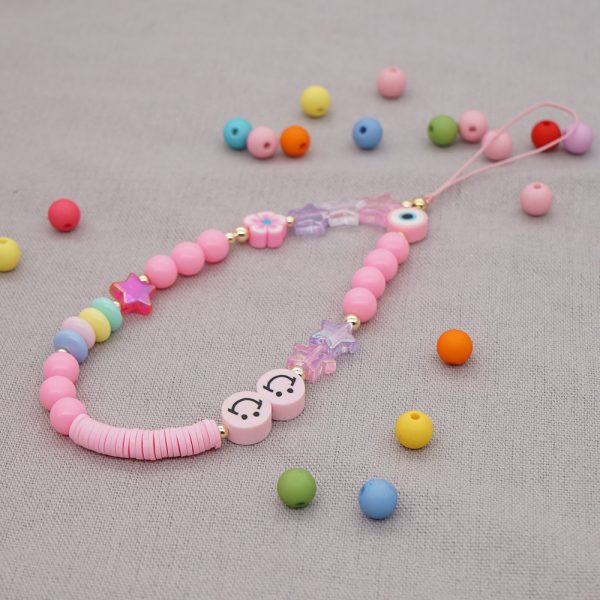 Smiley Soft Ceramic Mobile Phone Rope Hanging Jewelry Five-pointed Star Beaded Mobile Phone Chain Female - Image 2