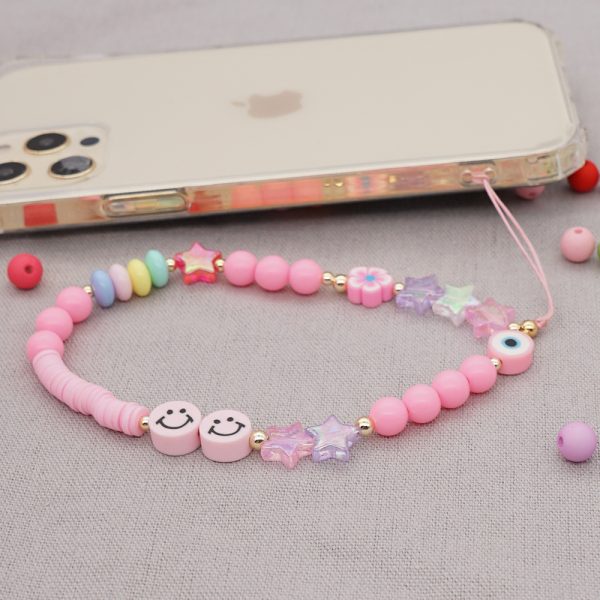 Smiley Soft Ceramic Mobile Phone Rope Hanging Jewelry Five-pointed Star Beaded Mobile Phone Chain Female - Image 3