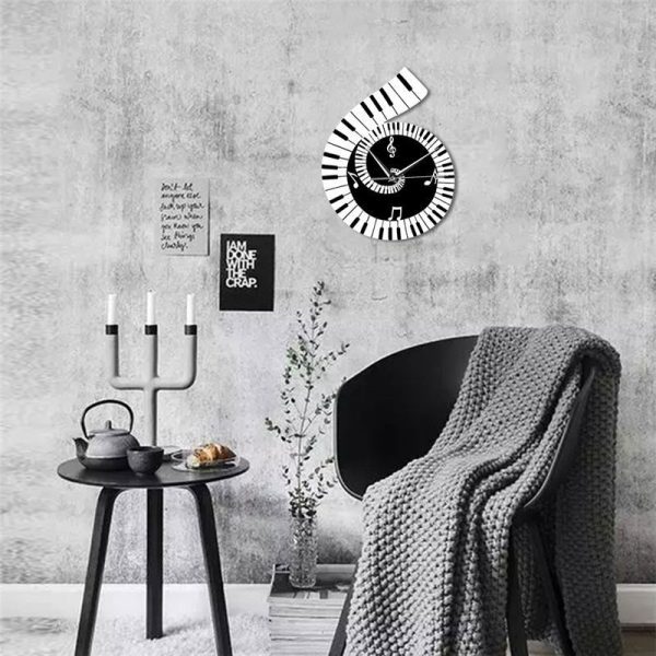 Decoration Wall Clock Treble Clef Piano Keyboard Musical Notes Irregular Decoration Clock Wall Clock Cross-border - Image 2