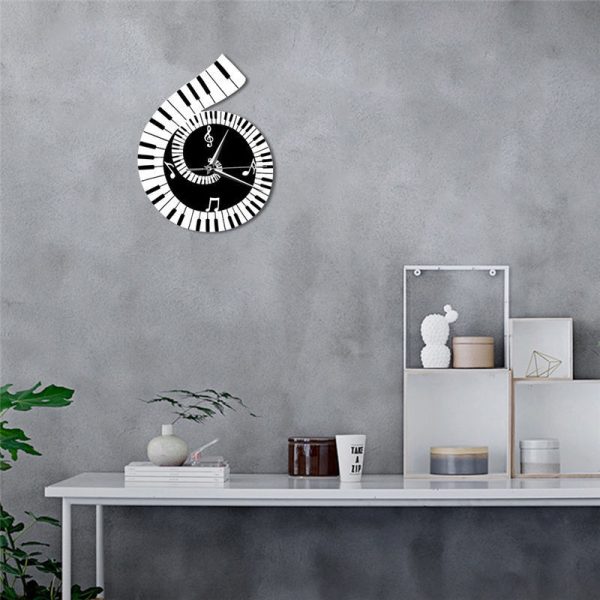 Decoration Wall Clock Treble Clef Piano Keyboard Musical Notes Irregular Decoration Clock Wall Clock Cross-border - Image 4