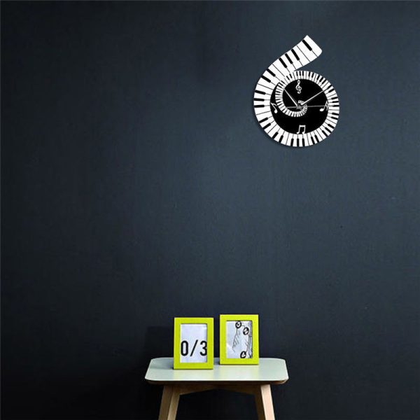 Decoration Wall Clock Treble Clef Piano Keyboard Musical Notes Irregular Decoration Clock Wall Clock Cross-border - Image 5