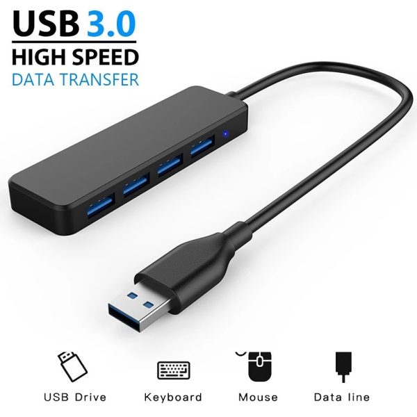 4-port Ultra-thin Rectangular USB3.0 HUB Computer Extender - Image 2