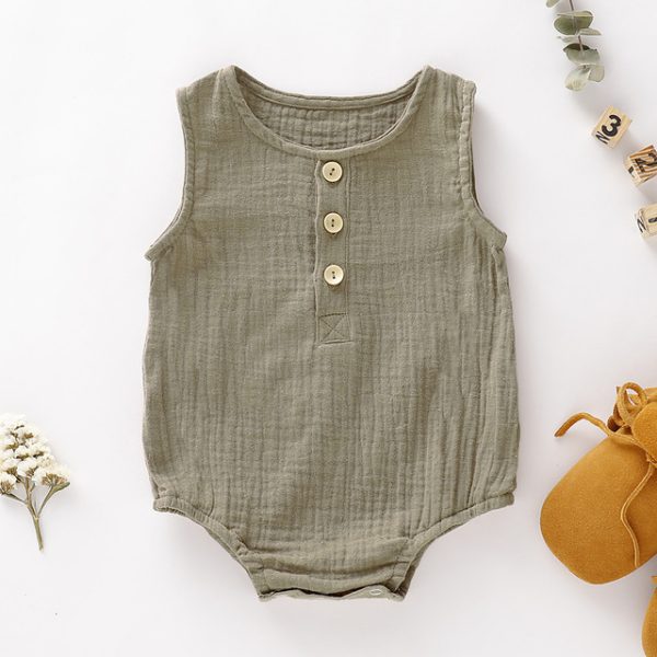 Summer Infant Baby Boys Girls Romper Muslin Sleeveless Newbo - Image 4