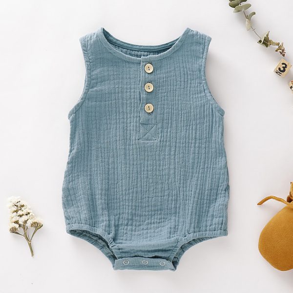 Summer Infant Baby Boys Girls Romper Muslin Sleeveless Newbo - Image 5