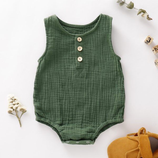 Summer Infant Baby Boys Girls Romper Muslin Sleeveless Newbo - Image 3