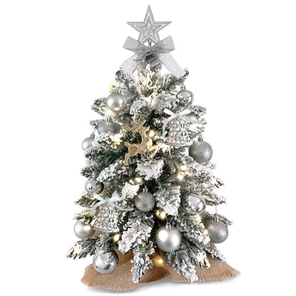 2ft Mini Christmas Tree With Light Artificial Small Tabletop Christmas Decoration With Flocked Snow, Exquisite Decor & Xmas Ornaments For Table Top For Home & Office - Image 7