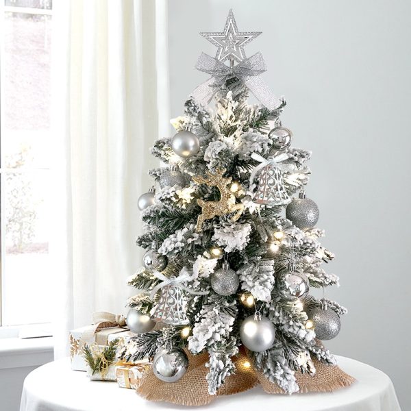 2ft Mini Christmas Tree With Light Artificial Small Tabletop Christmas Decoration With Flocked Snow, Exquisite Decor & Xmas Ornaments For Table Top For Home & Office - Image 8