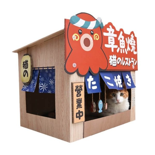 Large Japanese Style Cat Scratch Board Octopus Cat House - Image 9