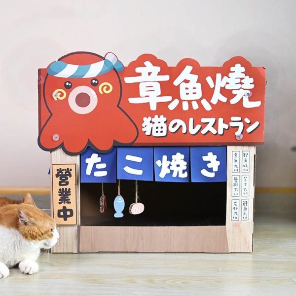 Large Japanese Style Cat Scratch Board Octopus Cat House - Image 10