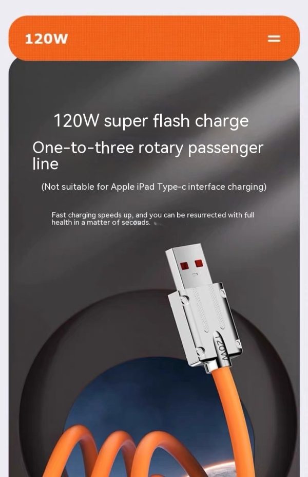 Zinc Alloy Rotating Machine Quick Charge With Light Three-in-one Data Cable - Image 9