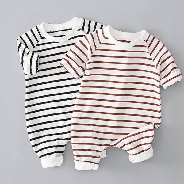 Thin striped split leg baby romper - Image 3