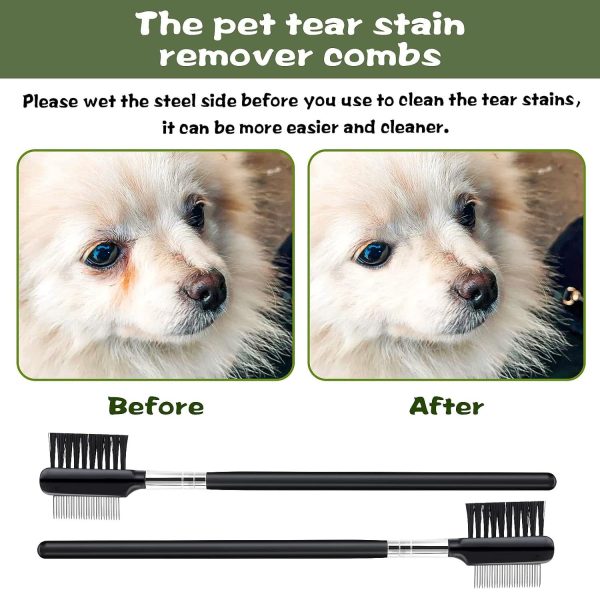 Dog Eye Comb Tear Stain Remover Comb Double-Head Tear Stain Comb For Small Dogs  Metal Eye Booger Remover For Dogs Puppy Cat Grooming Comb For Removing Crust Mucus And Flea - Image 3