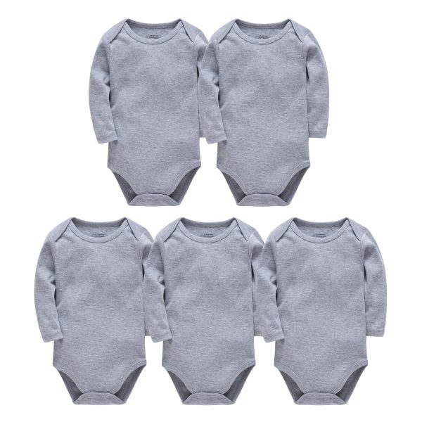 Baby Onesies, Pure Cotton Long-sleeved Solid Color Baby Romper - Image 4