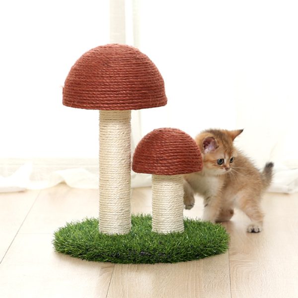 Natural linen mushroom scratching post - Image 4