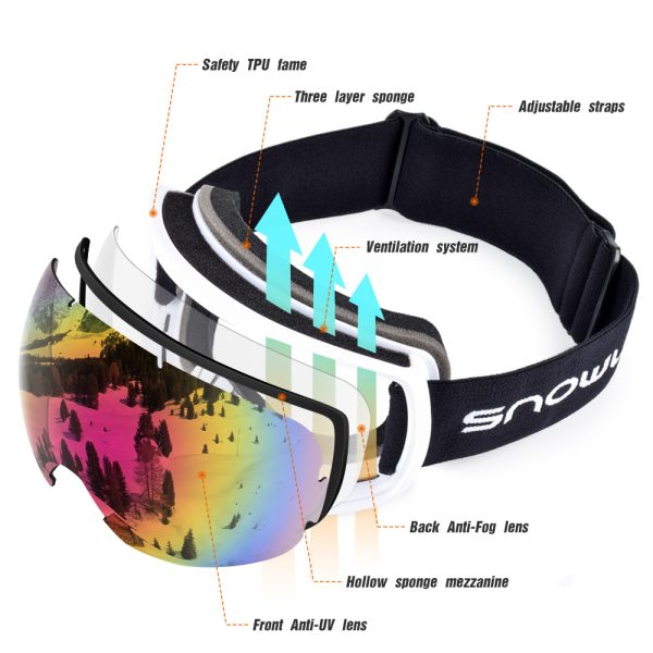 New double-layer anti-fog ski goggles, mountaineering ski goggles, men's and women's snow glasses card myopia - Image 3