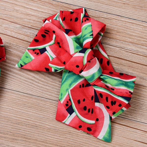 Watermelon Romper Set Red Watermelon Printed Lace Baby Climbing Suit - Image 4