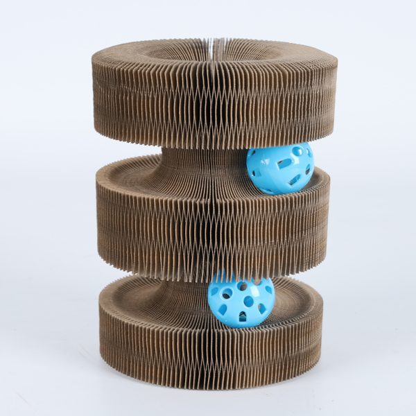 Magic Organ Foldable Cat Scratch Board Toy With Bell Cat Grinding Claw Cat Climbing Frame Round Corrugated Cats Interactive Toys - Image 6