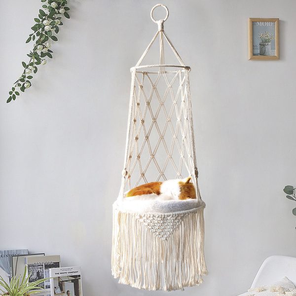 Macrame Hanging Pet Bed Macrame Cat Hammock Wall Hanging Cat Hammock Macrame Cat Bed-Pet Gifts Hammock Macrame Cat Swing - Image 2