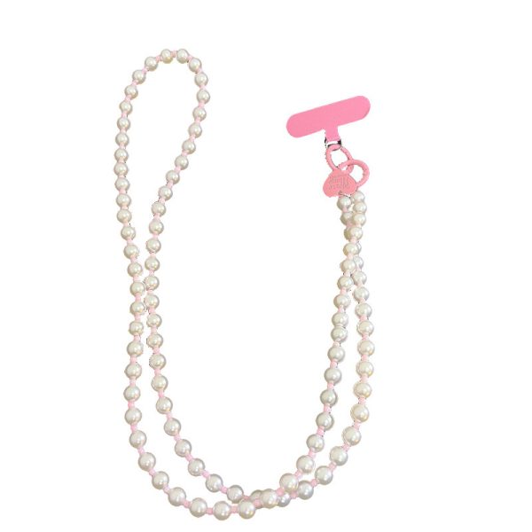 Love Hanging Pearl Crossbody Chain Wristband Wrist Strap Universal Mobile Phone Lanyard - Image 4