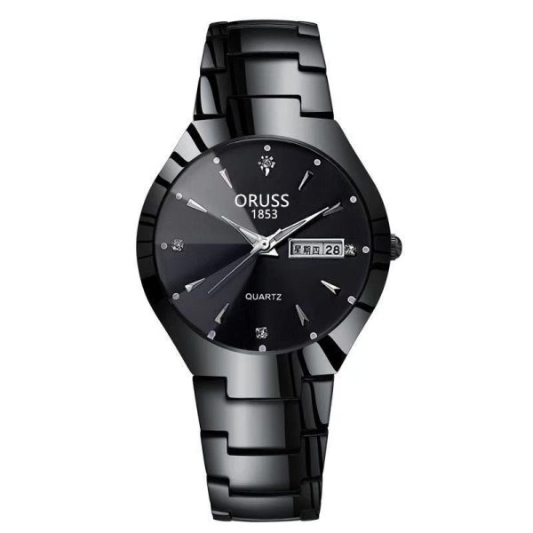 Tungsten Steel Color Waterproof Fashion Student Couple Calendar Quartz Watch - Image 5