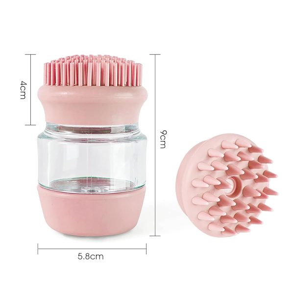 Cat Dog Pet Bath Brush Silicone Cat Dog Grooming Brush Puppy Massage Brush Hair Fur Cleaning Brush With Shampoo Dispenser Double Brush Head - Image 2