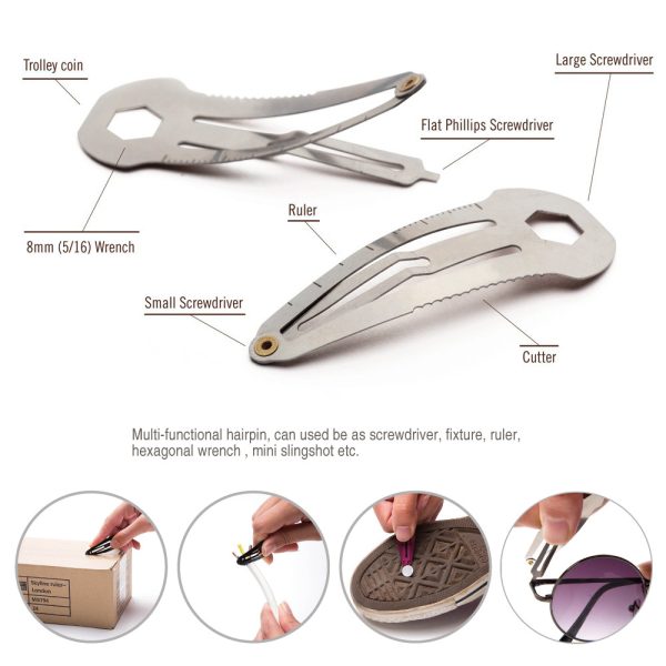 Stainless Steel Solid Color Multifunctional EDC Barrettes - Image 3