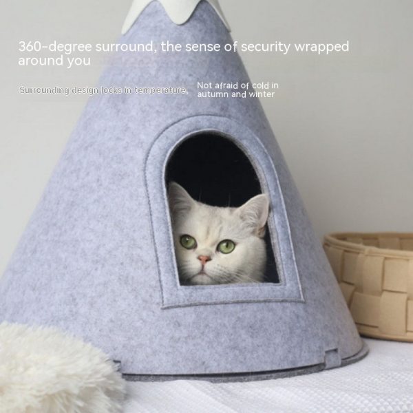 Felt Snow Mountain Tent Semi-enclosed Pet Bed - Image 9