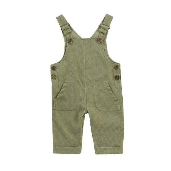 Children's Corduroy Sleeveless Solid Color Overalls - Image 9