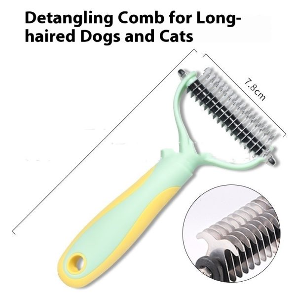 Pets Fur Knot Cutter Dog Grooming Shedding Tools Pet Cat Hair Removal Double-sided Comb Brush - Image 8