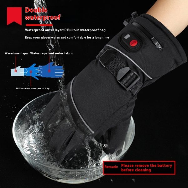 Full Finger Warm Waterproof Motorcycle Outdoor Sports Electric Heating Ski Gloves - Image 3