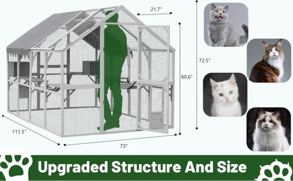 Outdoor Cat Room Cat Fence 110 Large Kitten Play Fence With Platform - Image 2