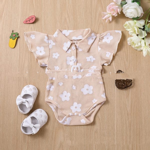 Girls' Multicolor Cotton Printed Flounced Sleeve Jumpsuit - Image 4