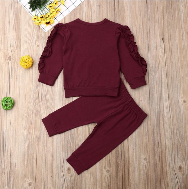 Newborn Baby Boys Girls Ruffles Jumper Solid Long Sleeve Sweatshirt Tops Pants Infant Kids 2Pcs Outfits Clothes Set Fall Clothes - Image 6