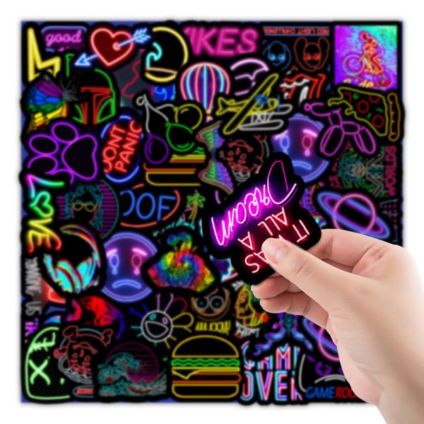 50 New Neon Stickers Car Trunk Phone Water Cup Decoration Stickers - Image 2