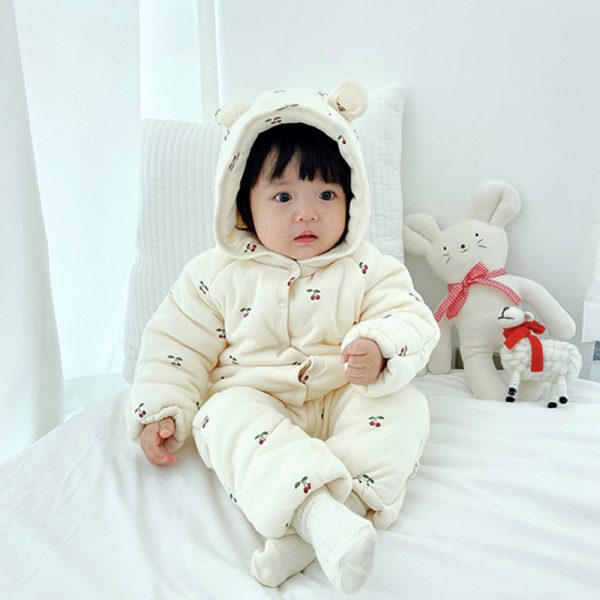 Winter Three-layer Quilted Baby Jumpsuit Romper