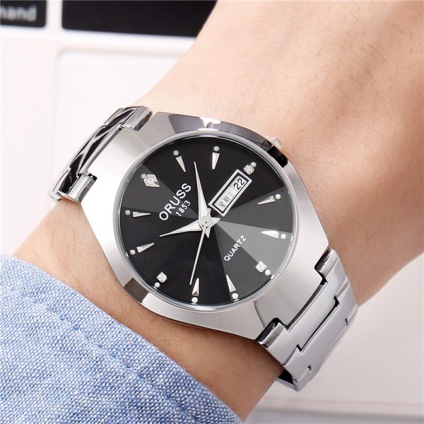 Tungsten Steel Color Waterproof Fashion Student Couple Calendar Quartz Watch - Image 10