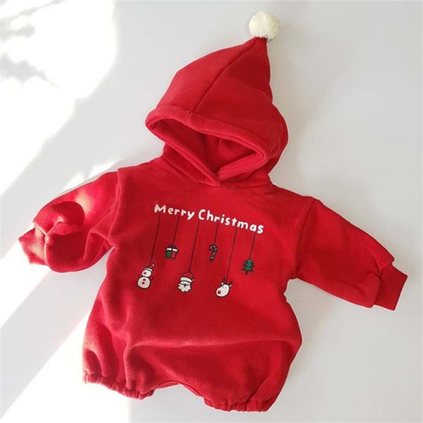 Male And Female Baby Snowman Fleece Sweater One-piece Romper Romper - Image 2