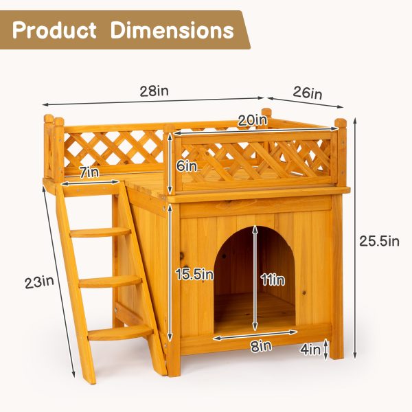 72X50X65.5cm 2 Storey Fence With Staircase Cat House - Image 9