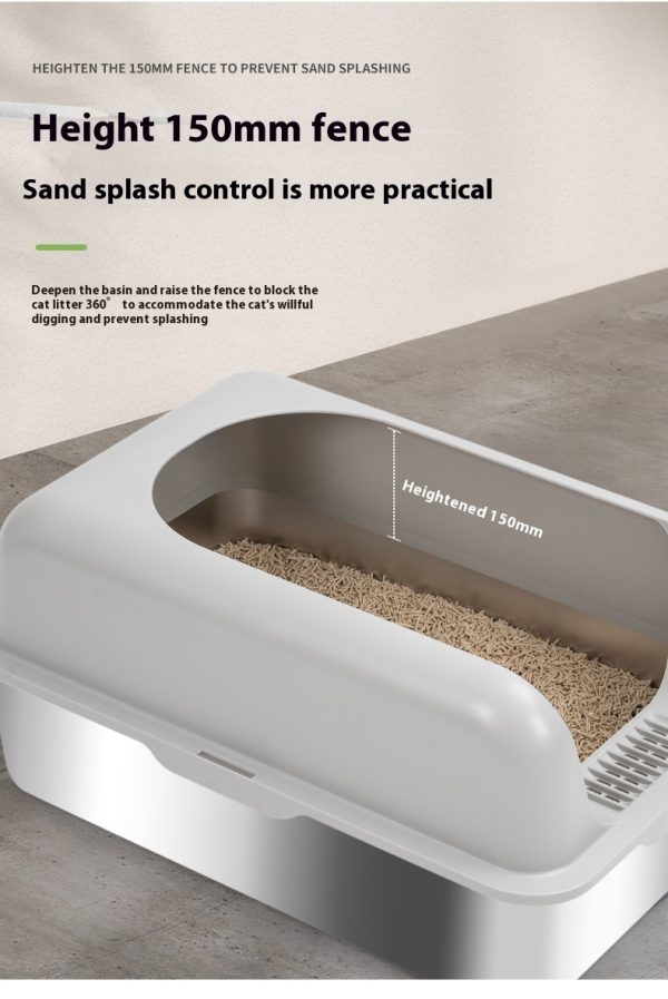 Alloy Litter Box Easy To Clean Widen And Thicken Leak-proof Sand Large Space Semi-closed Cat Toilet - Image 7