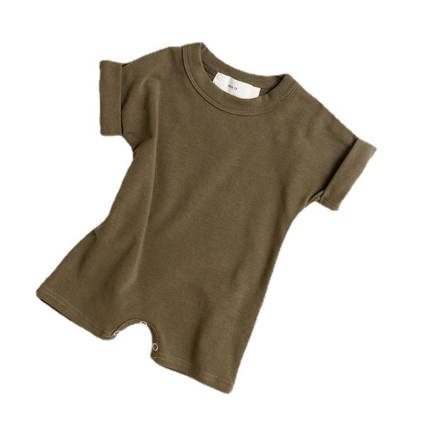 Solid Color Baby Shorts Romper Soft Short Sleeve Round Neck Summer Clothing - Image 5