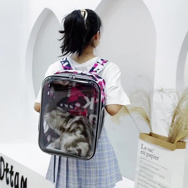 Cartoon Space Capsule Travel Breathable Pet Backpack Transparent - Image 2