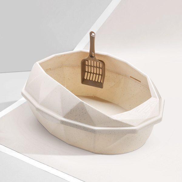 Plastic Anti-sputtering Diamond-shaped Semi-enclosed Cat Litter Box - Image 5