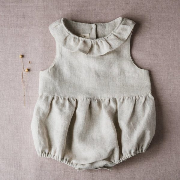 Solid Color Sleeveless Ruffled Collar Baby Jumpsuit