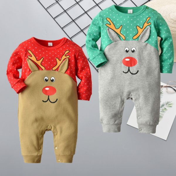 Christmas shape long sleeve baby jumpsuit