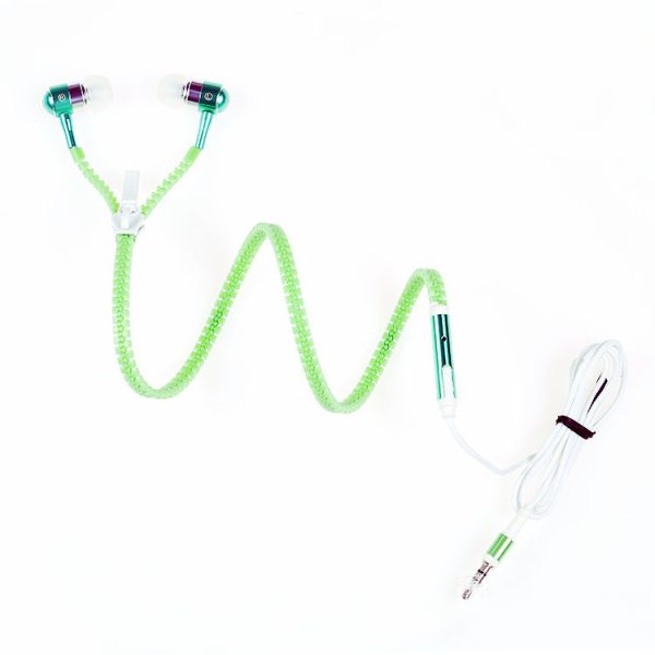 Trendy With Mic Metal Luminous Fluorescence Zipper Earphones - Image 3