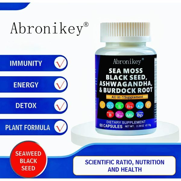 Abronikey Sea Moss 60 Capsules Immune Support & Digestive Health Natural Sea Moss Supplement Rich In Minerals & Vitamins - Image 3