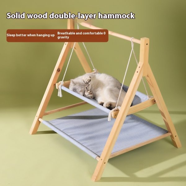 Pet Cat Hammock Double-layer Four Seasons Universal Wooden Cat Nest - Image 3