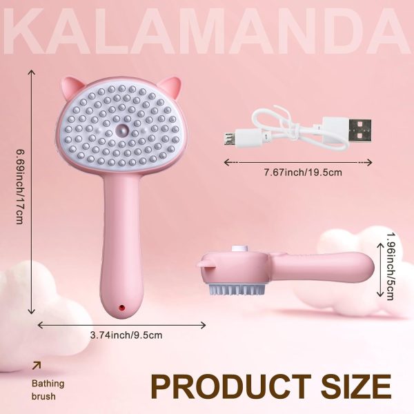 Cat Steam Brush 4 In 1 Steamy Cat Brush With Handle Rubber Pet Misting Brush With Release Button Dog Comb With Cleanser For Indoor Kittens Small Animals - Image 7