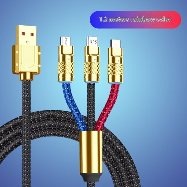 Fast Charge Woven Zinc Alloy With Light Bold Three-in-one Data Cable - Image 10