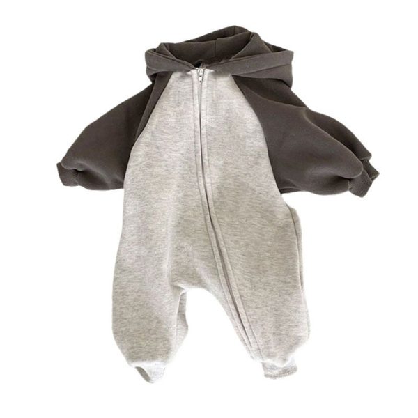 Baby Jumpsuit Zipper Hooded Fleece Sweater - Image 5